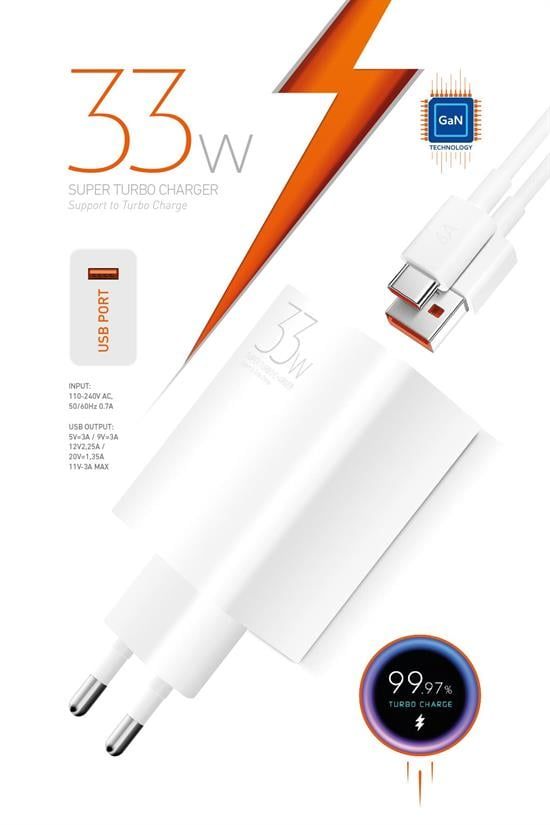 M33S XIAOMI 33W SÜPER TURBO ŞARJ SETİ - Görsel 2