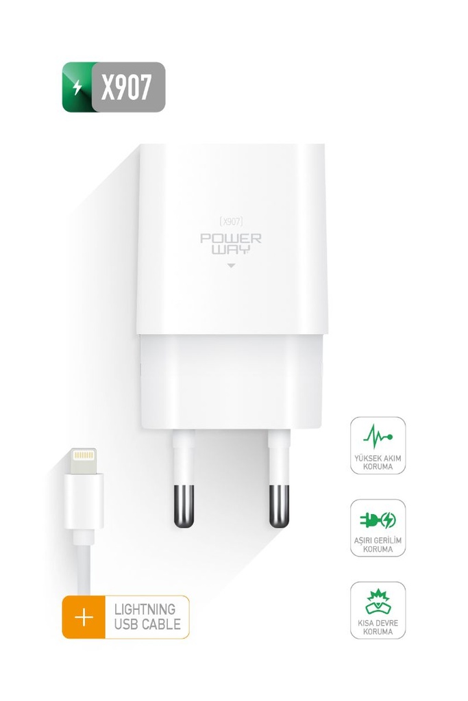 X907 IPHONE  2100 MAH HIZLI ŞARJ SETİ - Görsel 2