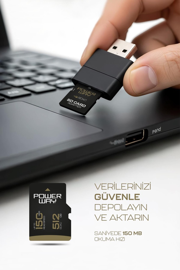 Powerway Premium 512 GB SDXC UHS Class 4K Ultra Hızlı Hafıza Kartı + Adaptör - Görsel 4