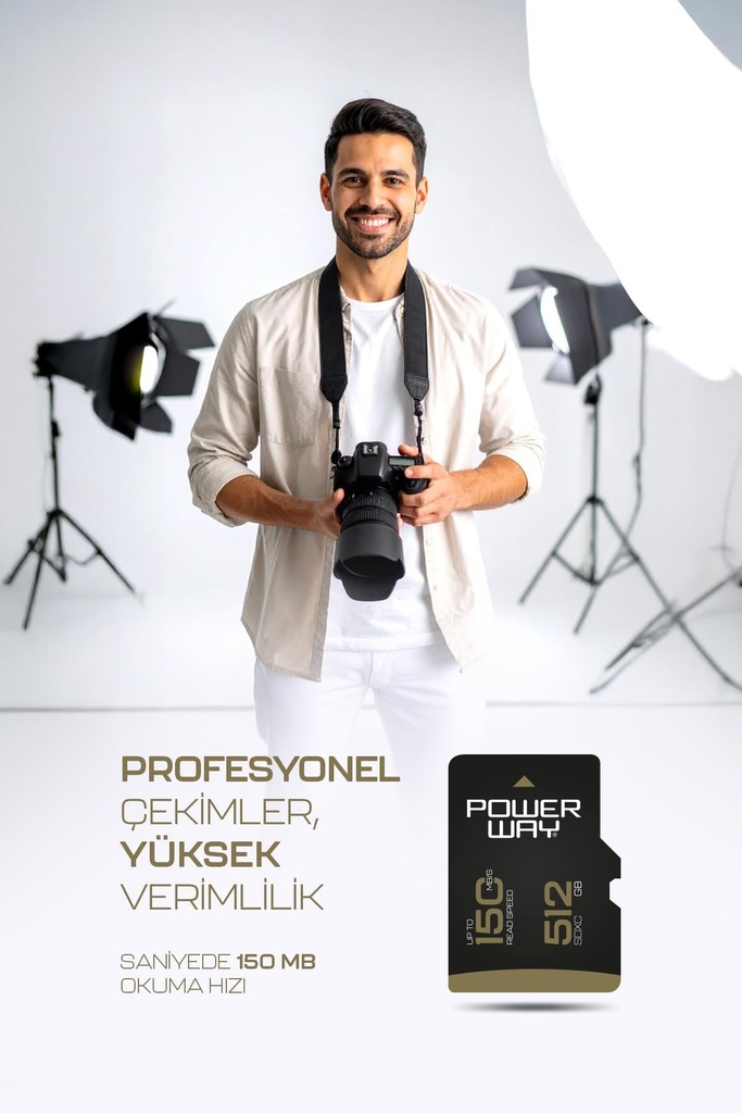 Powerway Premium 512 GB SDXC UHS Class 4K Ultra Hızlı Hafıza Kartı + Adaptör - Görsel 5