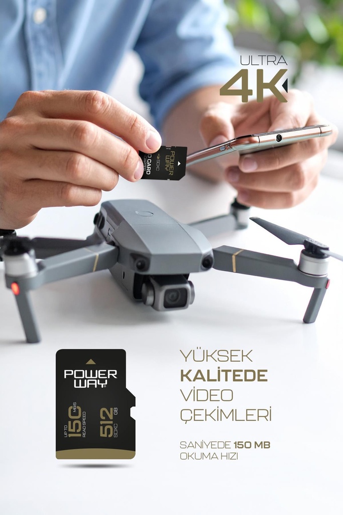 Powerway Premium 512 GB SDXC UHS Class 4K Ultra Hızlı Hafıza Kartı + Adaptör - Görsel 6