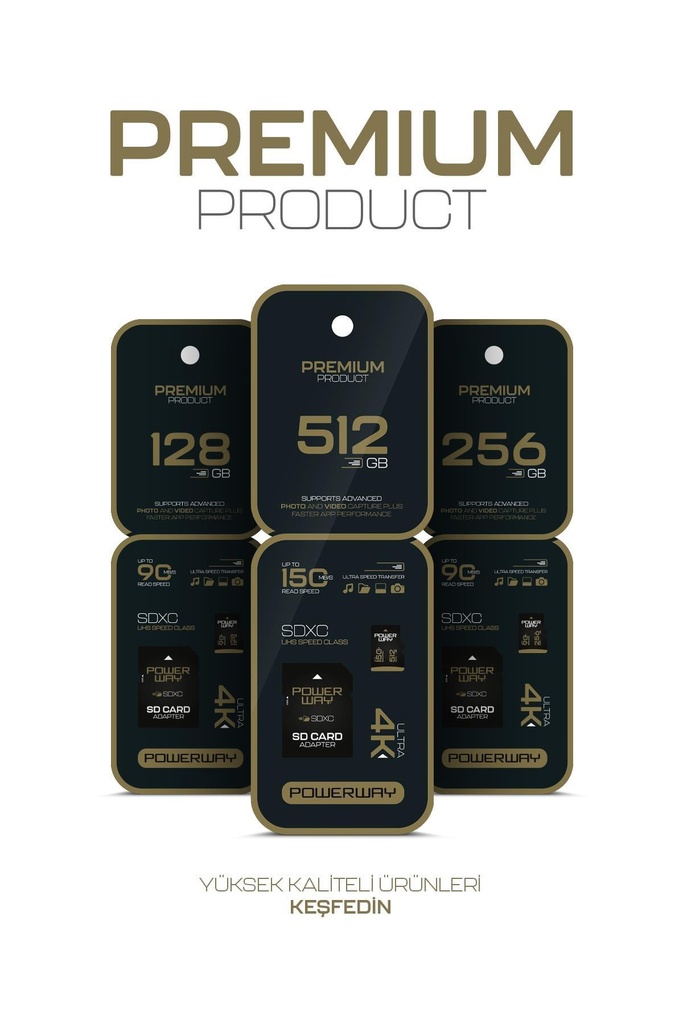 Powerway Premium 512 GB SDXC UHS Class 4K Ultra Hızlı Hafıza Kartı + Adaptör - Görsel 8