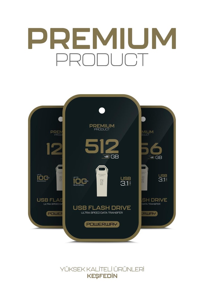Powerway Premium 128GB USB 3.1 Metal Gövde Ultra Hızlı Flash Bellek Data Traveler - Görsel 6