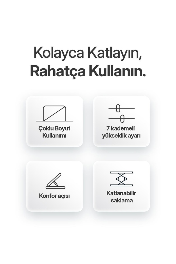 Powerway XR77 Alüminyum Ayarlı Katlanabilir Laptop Macbook Uyumlu Notebook Yükseltici Tutucu Stand - Görsel 3