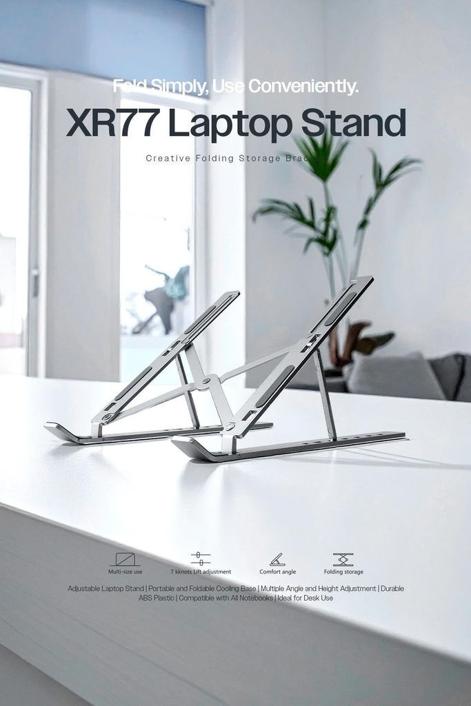 Powerway XR77 Alüminyum Ayarlı Katlanabilir Laptop Macbook Uyumlu Notebook Yükseltici Tutucu Stand - Görsel 5