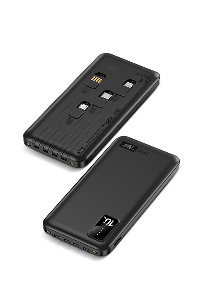 Powerway TX109 10.000 MAH Dijital Göstergeli Ekstra Kablolu Dahili Stand Powerbank - Görsel 2