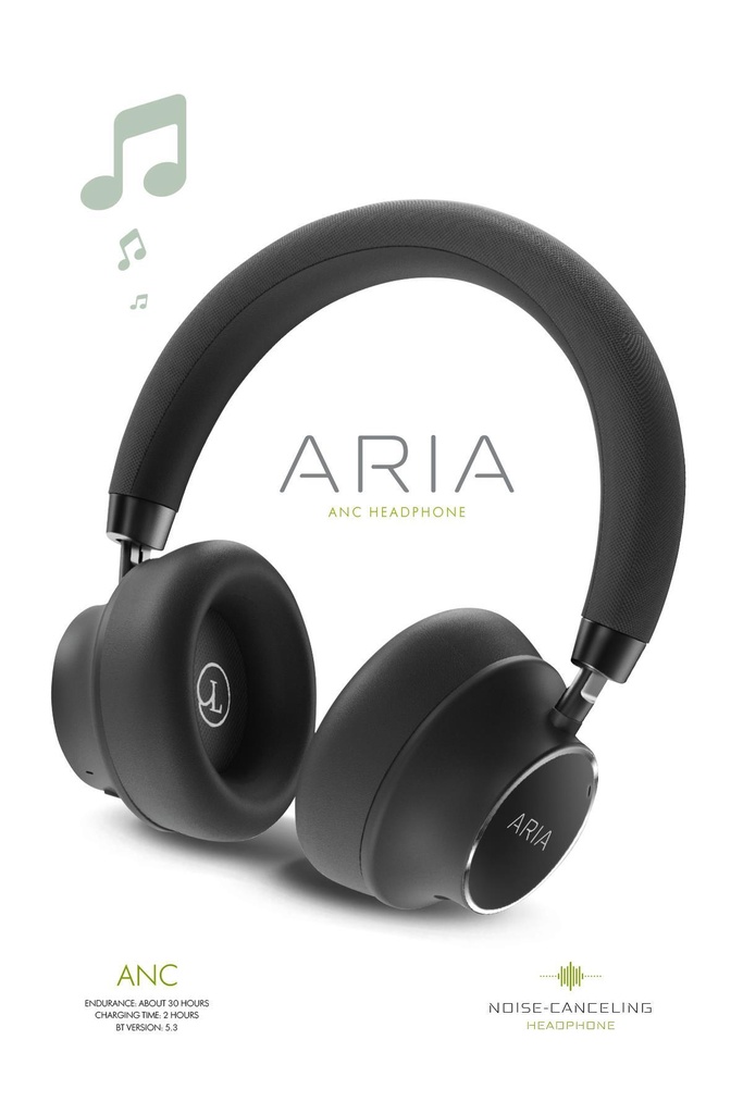 Powerway Aria Kulak Üstü Bluetooth Kulaklık Kablosuz Ayarlanabilir Aktif Gürültü Önleyici - Görsel 2