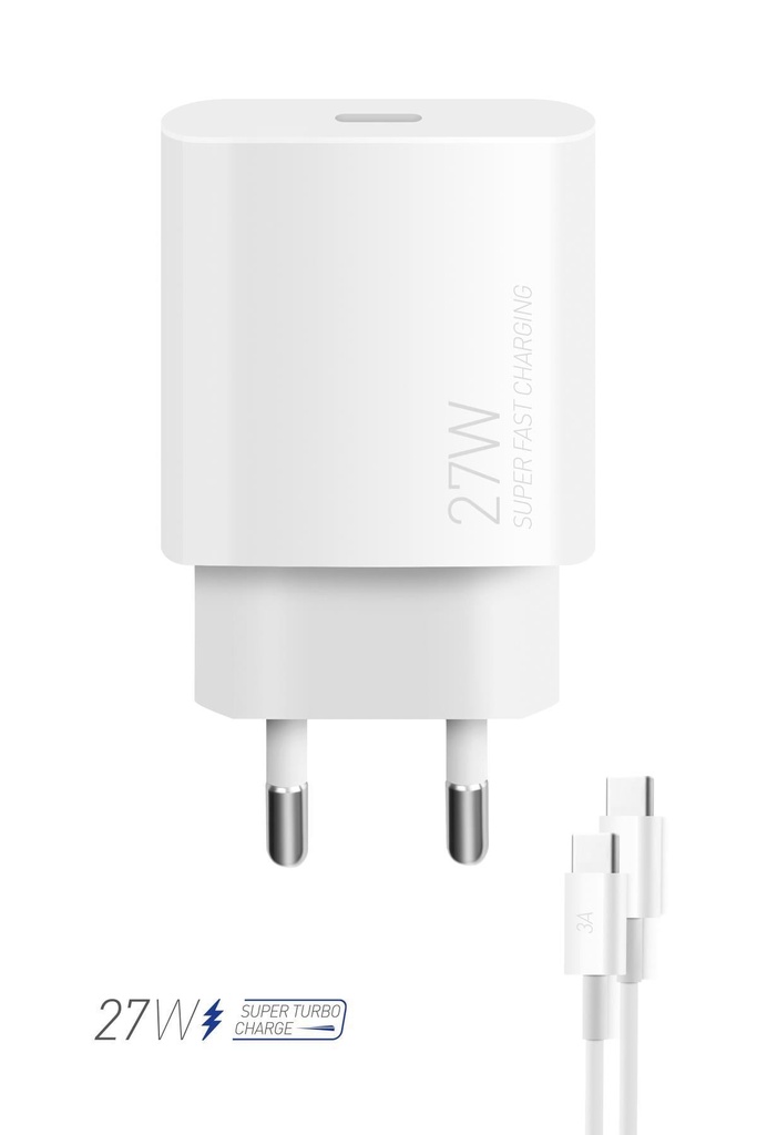 Powerway PD 27W TYPE-C QC 3.0 Süper Hızlı Şarj Aleti Seti S25S Adaptör ve Kablo - Görsel 2