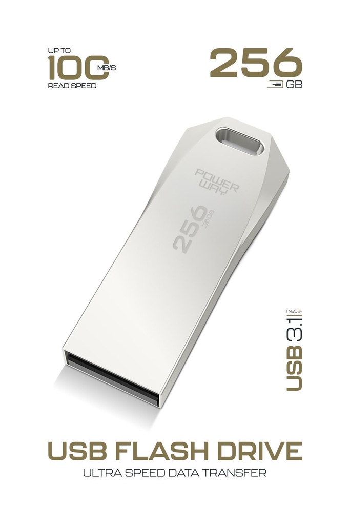 Powerway Premium 256 GB USB 3.1 Metal Gövde Ultra Hızlı Flash Bellek Data Traveler - Görsel 2