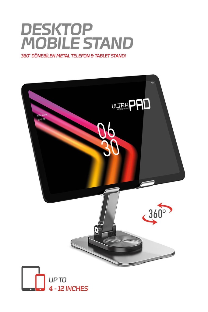 Powerway DMS33 Kaliteli Metal 360 Dönebilen Ayarlanabilir Tablet Ve Telefon Tutucu Masa Üstü Standı - Görsel 2