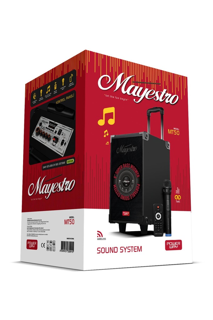 MT50 Şarjlı Mikrofonlu Hoparlör Karaoke Sistemi Taşınabilir Amfi Büyük Bluetooth Hoparlör - Görsel 5