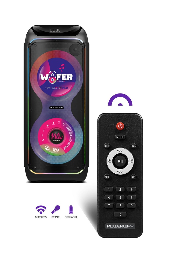 WOOFER 140W Hoparlör Gitar Saz Girişli Karaoke Parti Ses Sistemi Dijital Ekran +Bass - Görsel 5