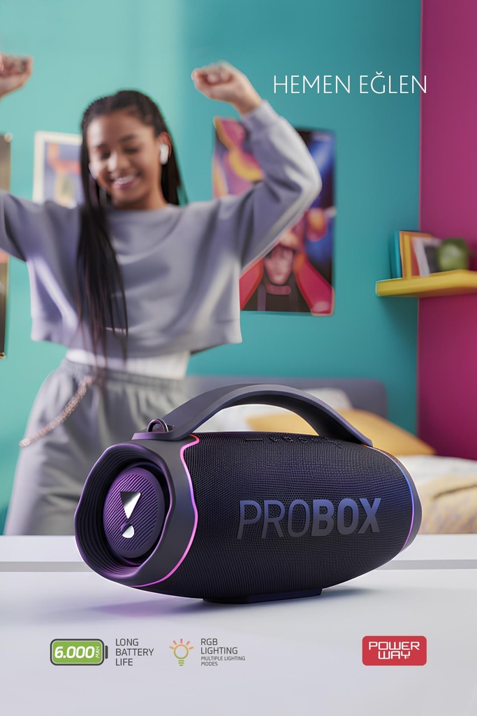 Probox 110W Güç Usb Hafıza Kartı Aux Fm Led Işıklı Bluetooth Hoparlör Hi-Fi Ses Bombası - Görsel 4