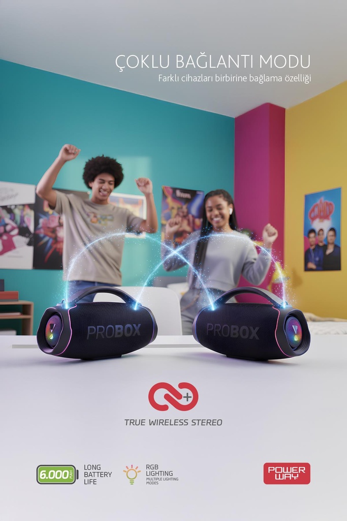 Probox 110W Güç Usb Hafıza Kartı Aux Fm Led Işıklı Bluetooth Hoparlör Hi-Fi Ses Bombası - Görsel 5