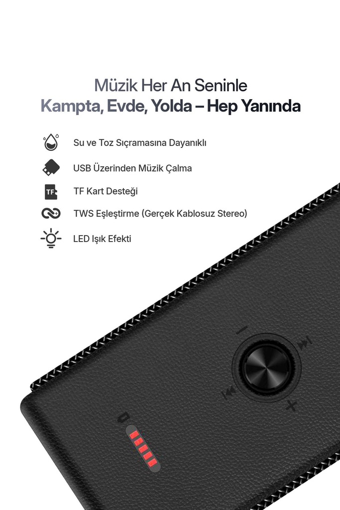 Powerway CubexMini Bluetooth Hoparlör 40W Güçlü Ses, IPX2 Suya Dayanıklı, 20 Saat Çalma Süresi - Görsel 2