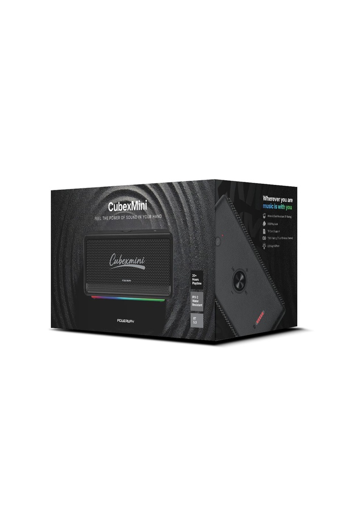 Powerway CubexMini Bluetooth Hoparlör 40W Güçlü Ses, IPX2 Suya Dayanıklı, 20 Saat Çalma Süresi - Görsel 4