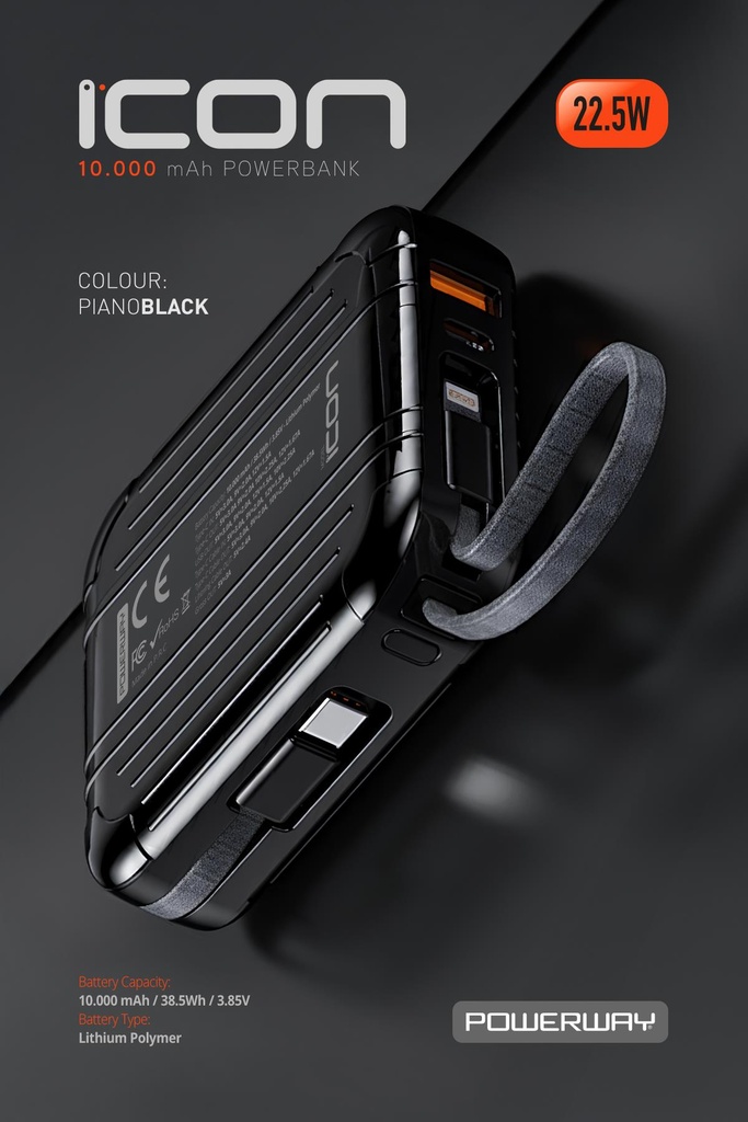 10.000 mAh PD 22.5 W Hızlı Şarj Gerçek 10.000 mAh Garantili Led Fener Dijital ICon Powerbank - Görsel 4