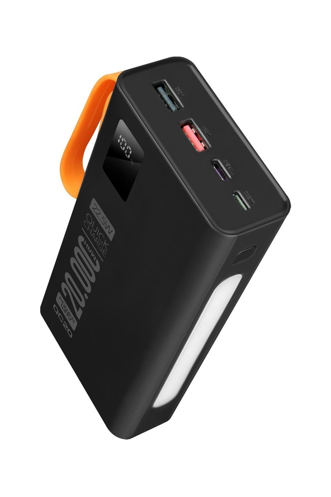 Powerway QC20 20.000 MAH PD 22.5W Dahili Kablolu Hızlı Şarj LED Işıklı Powerbank - SİYAH Görsel 4