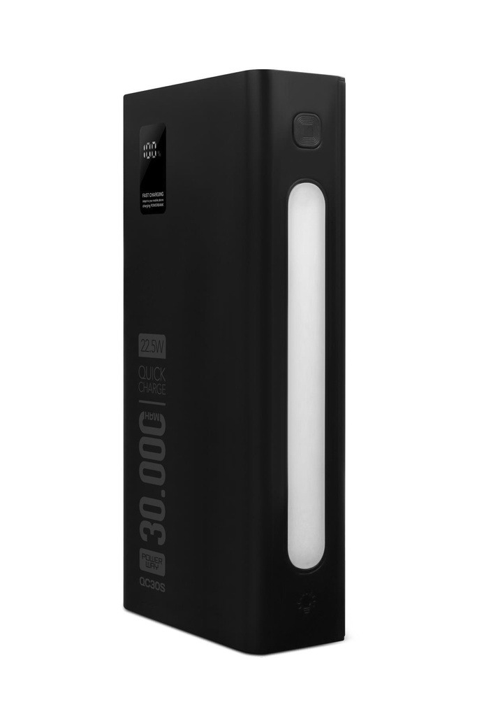 Powerway QC30S 30.000 MAH PD 22.5W Dahili Kablolu Hızlı Şarj LED Işıklı Powerbank - SİYAH Görsel 3