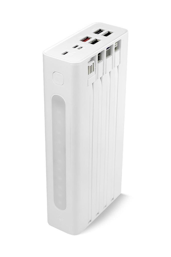 Powerway QC30S 30.000 MAH PD 22.5W Dahili Kablolu Hızlı Şarj LED Işıklı Powerbank - BEYAZ Görsel 2