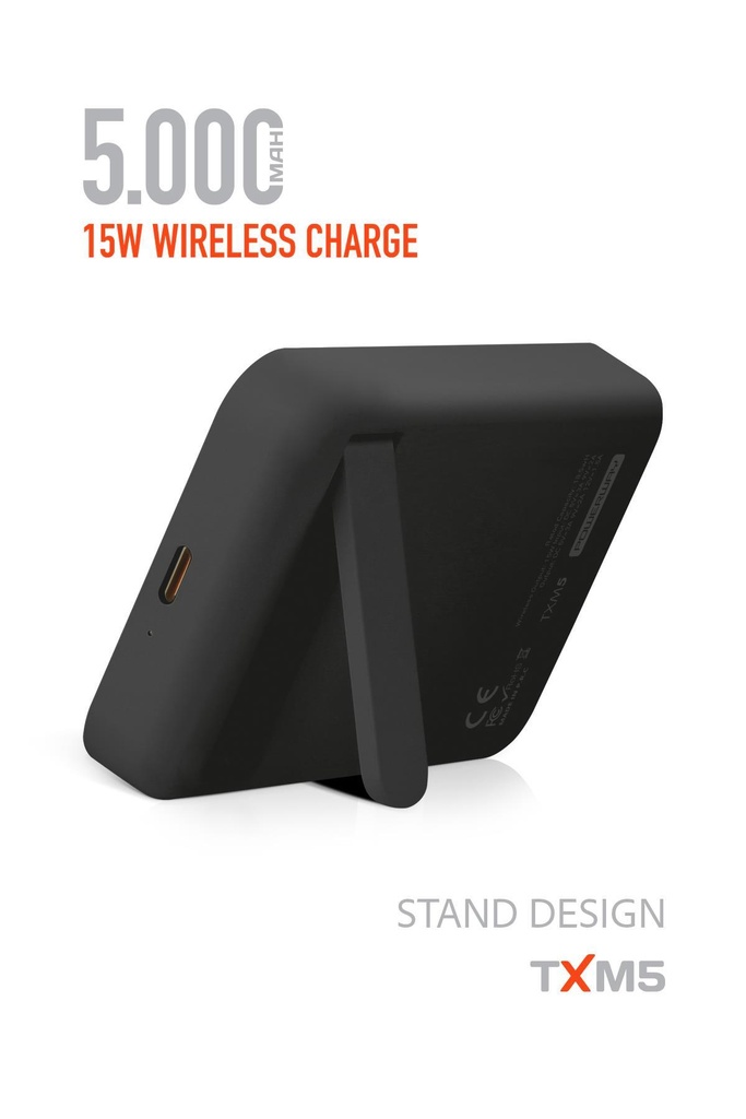 Powerway 5.000 MAH PD 15W Magsafe Kablosuz Wireless Taşınabilir Şarj Cihazı Powerbank TXM5 - SİYAH Görsel 4