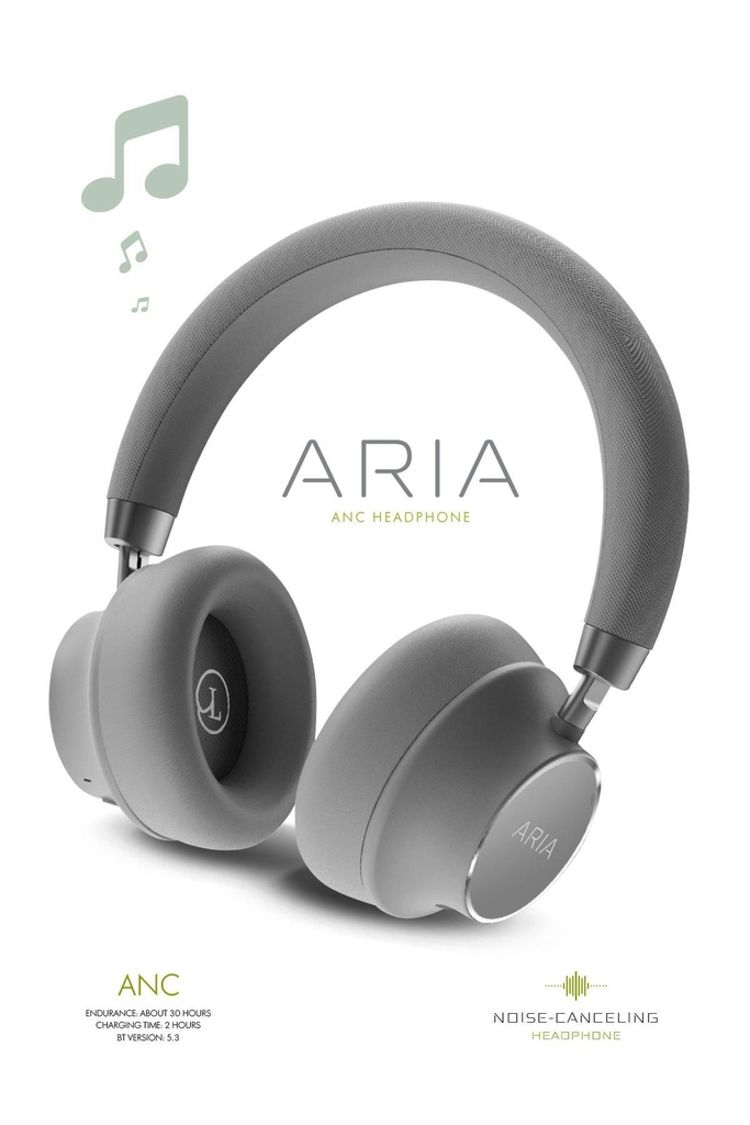Powerway Aria Kulak Üstü Bluetooth Kulaklık Kablosuz Ayarlanabilir Aktif Gürültü Önleyici - GÜMÜŞ Görsel 2