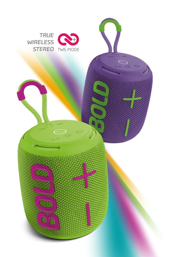 Powerway Bold Taşınabilir Ses Bombası Kablosuz Bluetooth Hoparlör Speaker Yüksek Sesli TWS - AÇIK YEŞİL Görsel 2