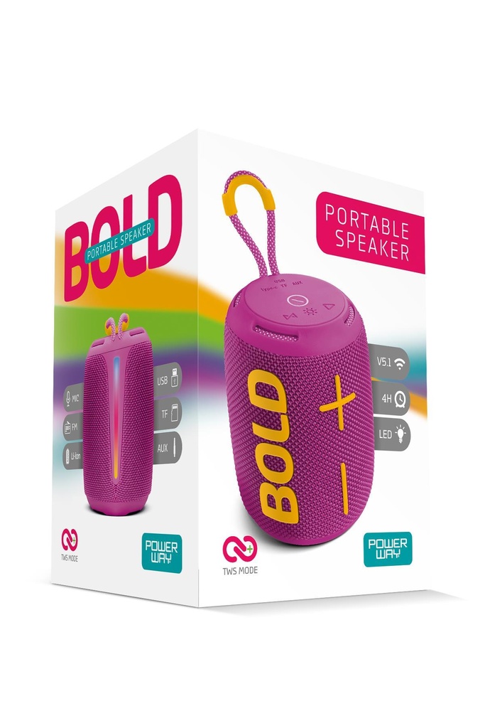 Powerway Bold Taşınabilir Ses Bombası Kablosuz Bluetooth Hoparlör Speaker Yüksek Sesli TWS - EFLATUN Görsel 4
