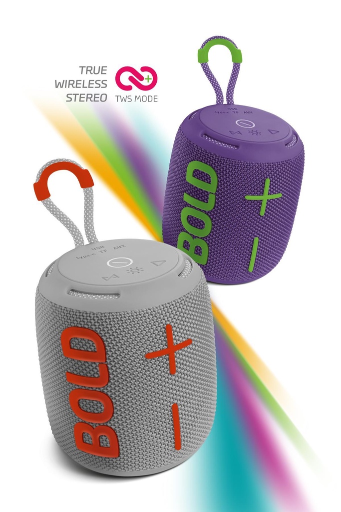 Powerway Bold Taşınabilir Ses Bombası Kablosuz Bluetooth Hoparlör Speaker Yüksek Sesli TWS - GRİ Görsel 2