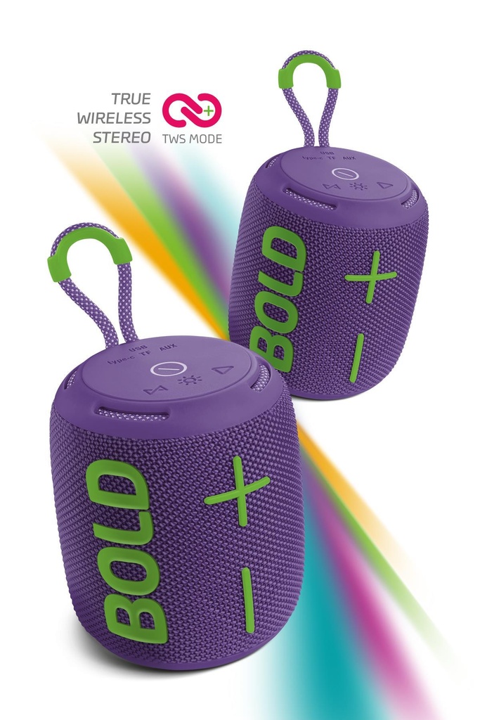 Powerway Bold Taşınabilir Ses Bombası Kablosuz Bluetooth Hoparlör Speaker Yüksek Sesli TWS - MOR Görsel 2
