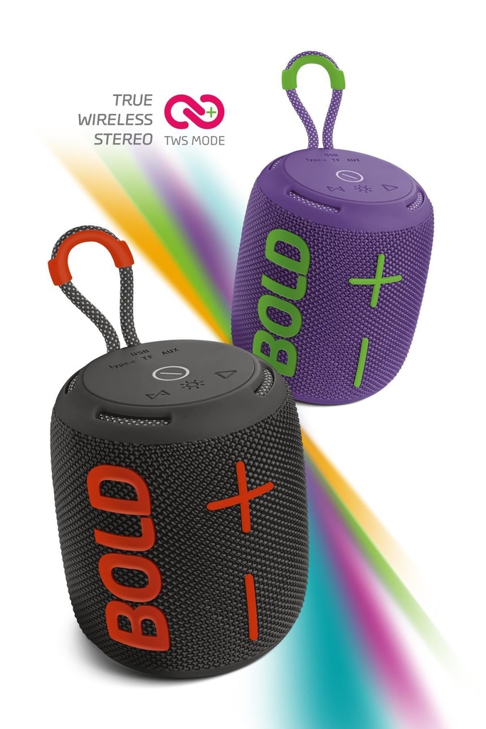Powerway Bold Taşınabilir Ses Bombası Kablosuz Bluetooth Hoparlör Speaker Yüksek Sesli TWS - SİYAH Görsel 2