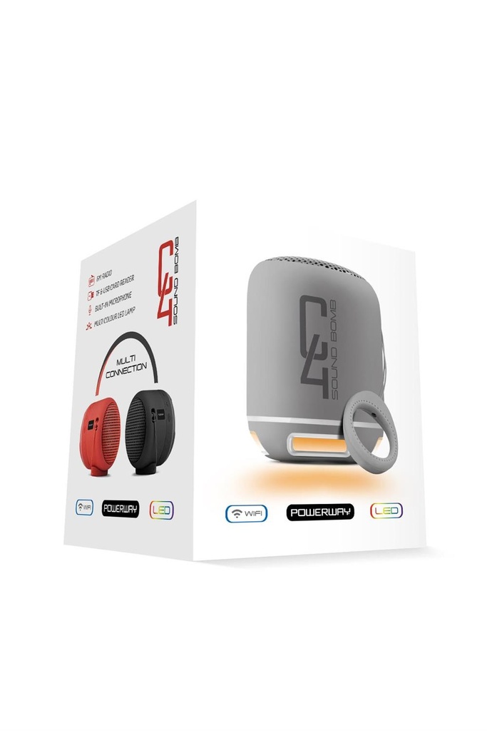 Powerway C4 Bluetooth Hoparlör Sese Duyarlı LED Işık - GÜMÜŞ Görsel 5