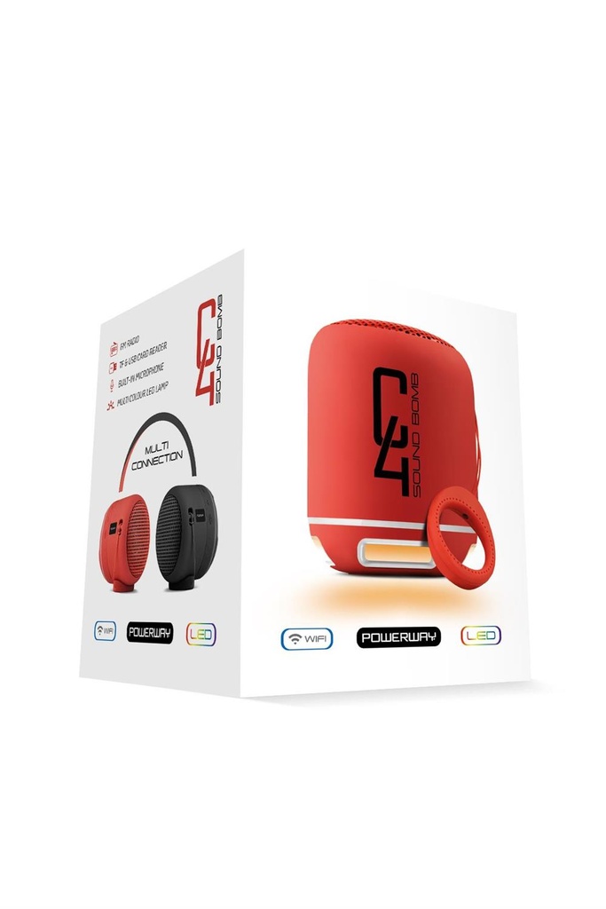 Powerway C4 Bluetooth Hoparlör Sese Duyarlı LED Işık - KIRMIZI Görsel 5