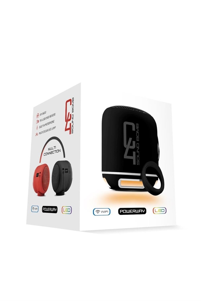Powerway C4 Bluetooth Hoparlör Sese Duyarlı LED Işık - SİYAH Görsel 5