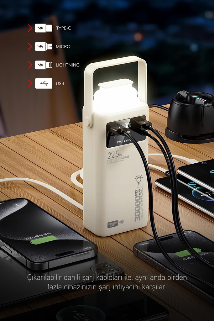 POWERWAY PD30 30000 AMPER PD 22.5W (SİYAH) - BEYAZ Görsel 4