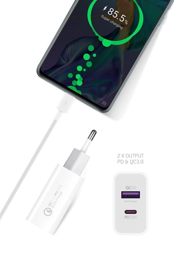 HW25 PD25W+QC 3.0 HIZLI ŞARJ BAŞLIĞI - Görsel 3