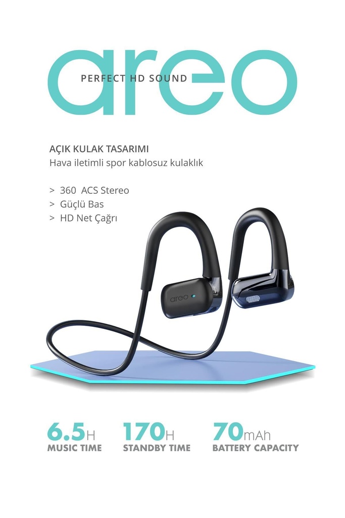 Powerway Areo Boyun Bantlı HD Ses Dokunmatik Profesyonel Bluetooth Kulaklık 6 Saat Şarj Süresi - Görsel 4