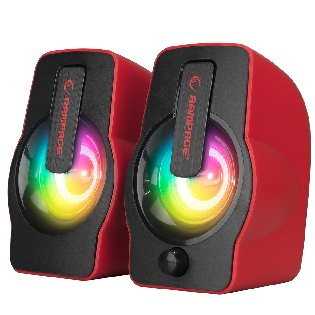 [30259] Rampage RMS-G7 FALSETTO 2.0 6 Watt RGB Ledli Kırmızı Multimedia Gaming USB Speaker (YEŞİL)