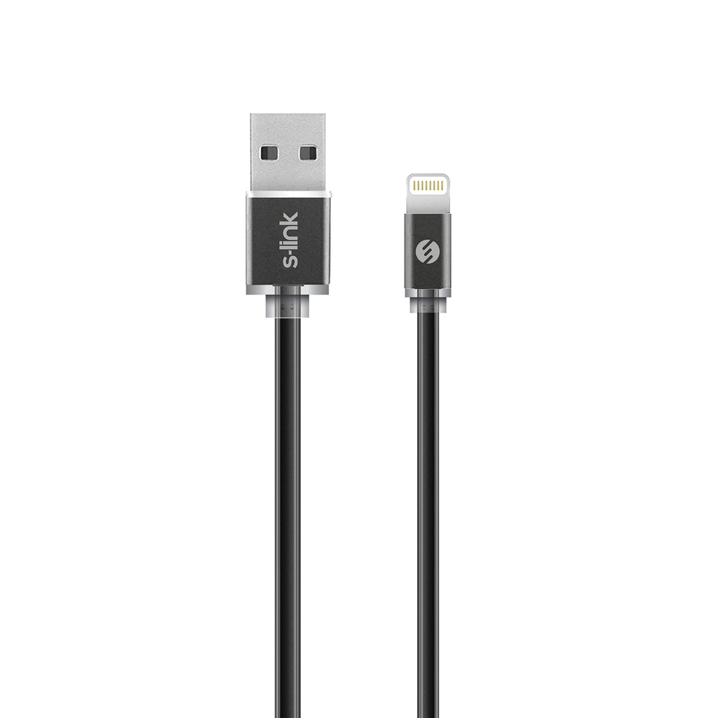 [38244] S-link Swapp SW-C603 1m 2A iPhone Lightning Siyah Şarj Kablosu (SİYAH)