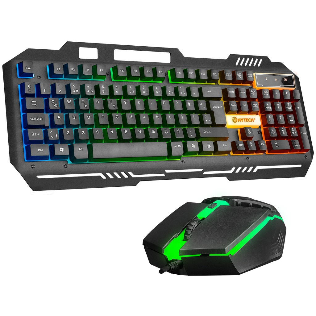 [35744] Hytech HKM-X86 QUIN Siyah Usb Gökkuşağı Zemin Aydınlatmalı Gaming Oyuncu Klavye + Mouse Set
