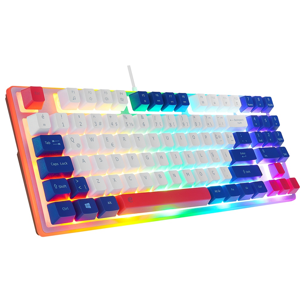 [40604] Acer eMachines EAK216 Beyaz/Mavi/Kırmızı USB Rainbow Aydınlatmalı Q Standart TKL Klavye (Beyaz/Mavi/Kırmızı)