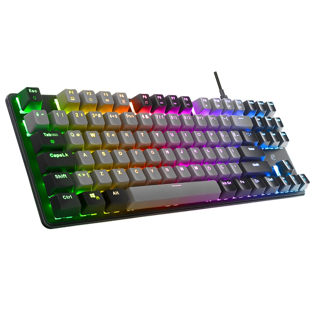 [40592] Acer eMachines EAK87 Gri/Siyah USB RGB Backlight RED SWITCH Mekanik Q 87 Tuşlu TKL Gaming Klavye (Gri/Siyah)