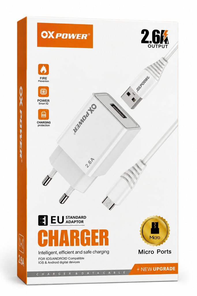 [FTC-SRJ-008] Fastycep 2.6A USB Sarj Adaptoru + Micro USB Sarj Kablosu (EU)