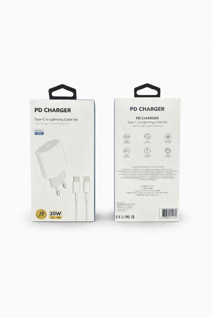[FTC-SRJ-010] Fastycep 20W USB-C PD Hizli Sarj Adaptoru + Type-C to Type-C Kablo Seti
