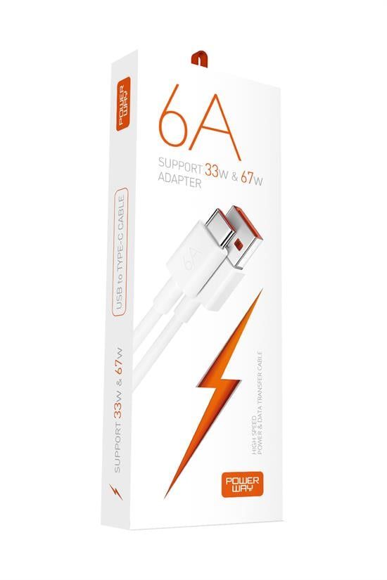 [M6] Powerway M6 TYPE-C to USB-A PD 67W 6A Şarj Ve Veri Aktarım Kablosu