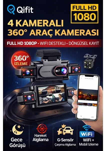 [FTC-KAM-012] Fastycep 360° WiFi Quad Araç Kamerası