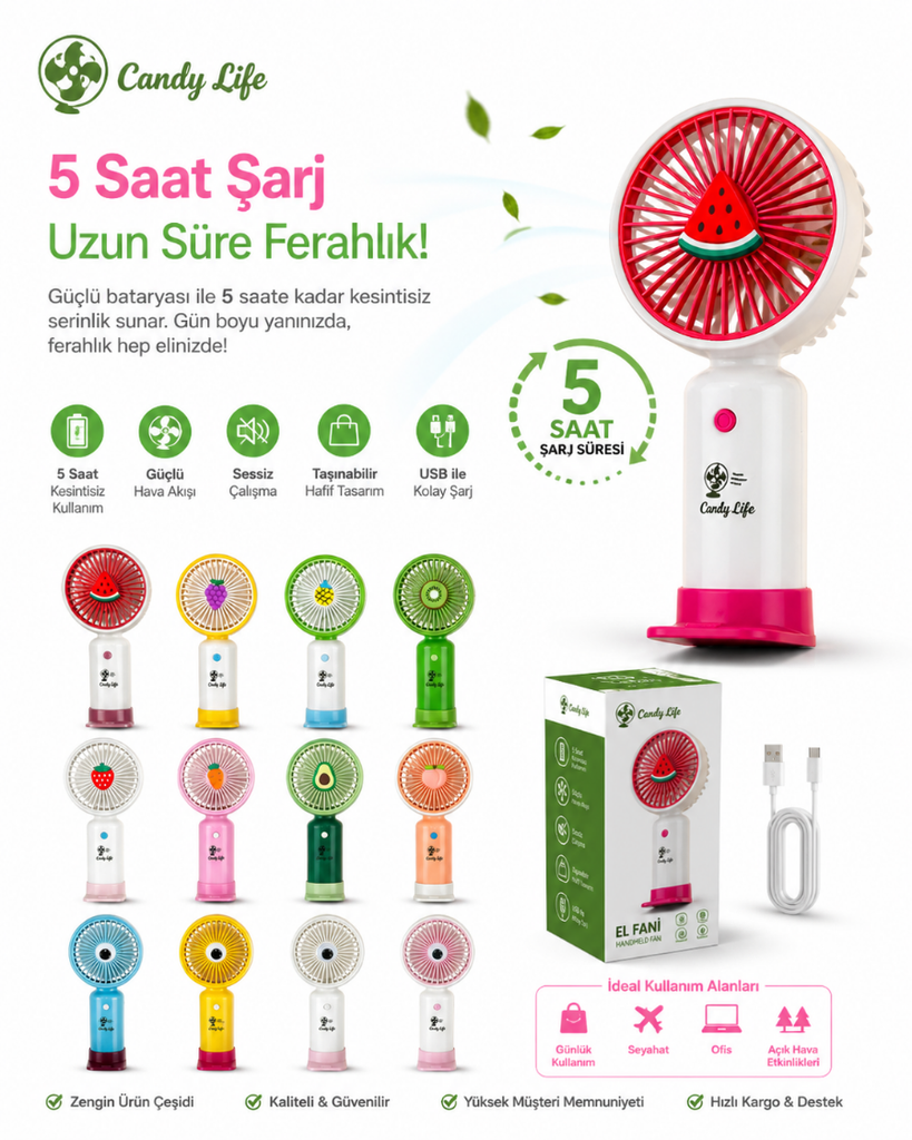 [FTC-FAN-001] Fastycep Candy Life El Fanı (Handheld Fan) – Meyve Serisi