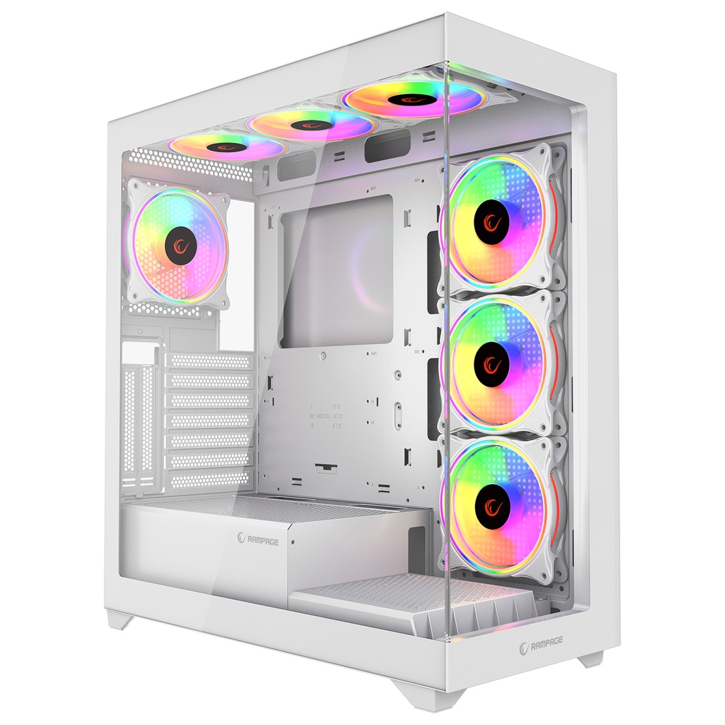 [40891] Rampage HYDRA V3 WHITE 750W 80+ BRONZE Beyaz 7*12cm RGB Fan ATX Mid-T Oyuncu Kasası