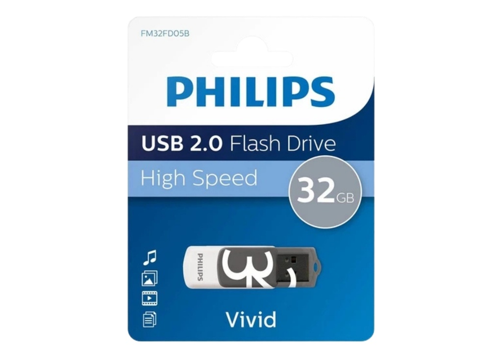 [41116] Philips USB 2.0 32GB Vivid Gölge Grisi