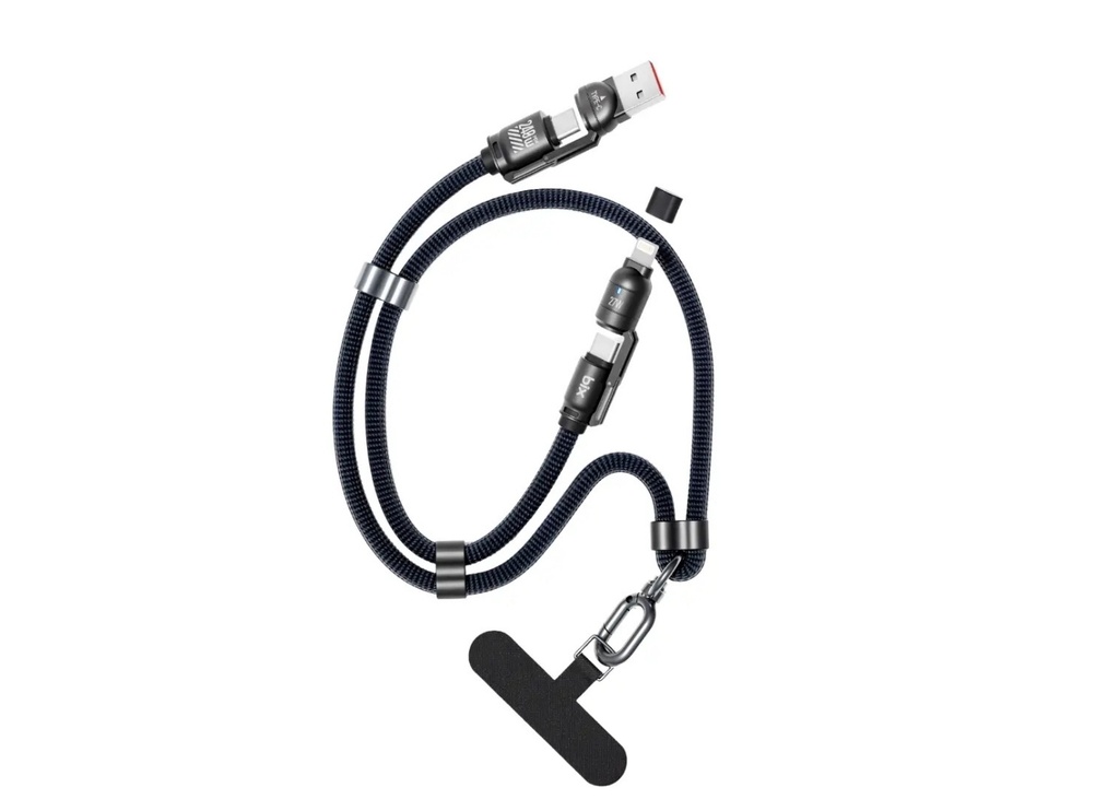 [41617] Bix BX5IN1C 240W Hızlı Şarj Kablosu 1.5m Örgülü Askı İpli - Koyu Mavi
